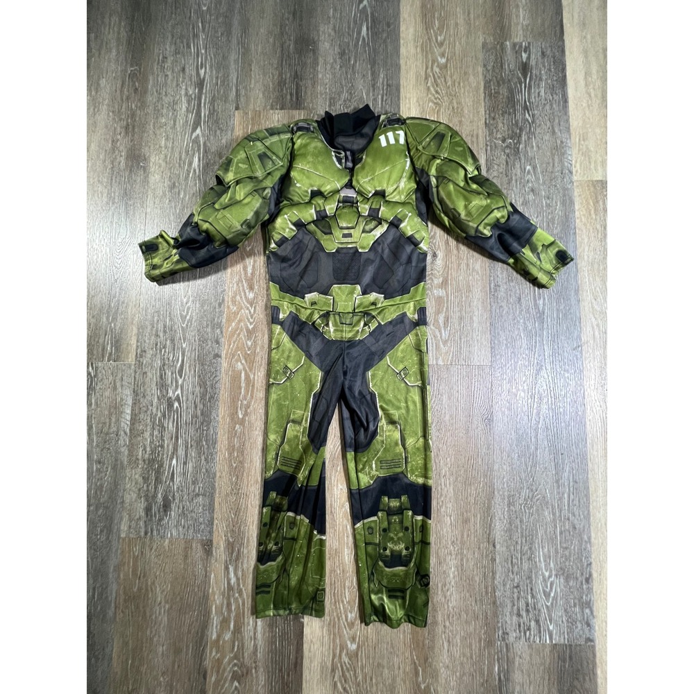 Halo Master Chief Costume Kids S 4-6 Green Padded Muscle Spartan 117 Jumpsuit
